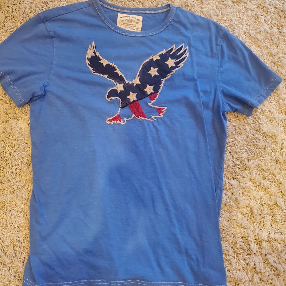 American Eagle Outfitters Blue Tee with Starry Eagle